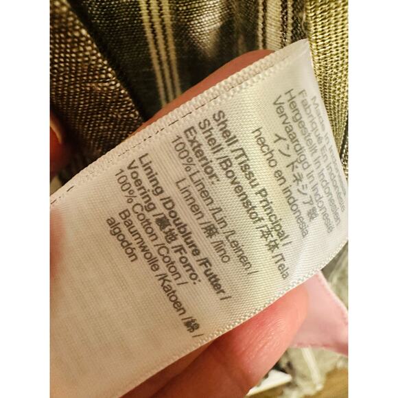 MADEWELL Green Stripe 100% Linen Sweetheart Neckline Campbell Jumpsuit Size 8 - Picture 16 of 16